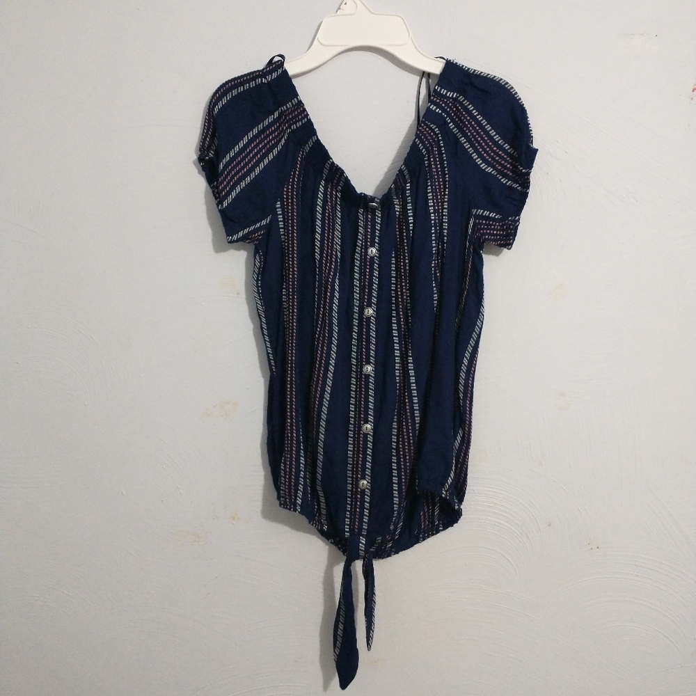 4th of July Navy Off Shoulder Top